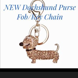 NEW Rhinestone Dachshund Key Chain / Purse Fob
